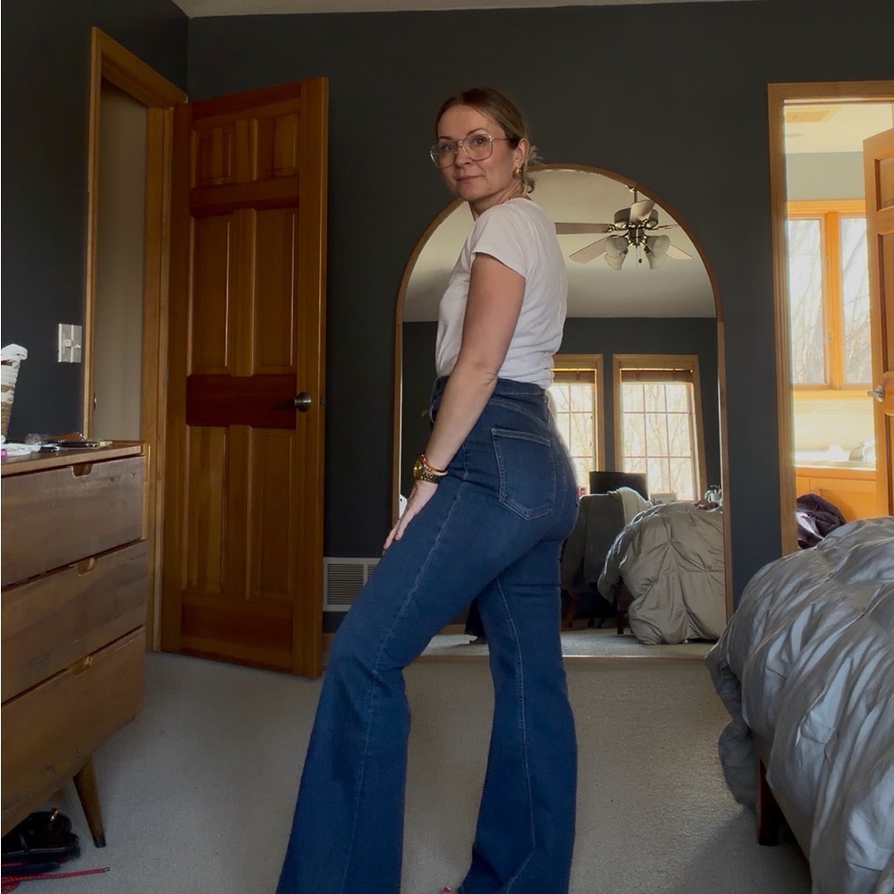 Boden High-Waisted Dark Blue Flare Jeans